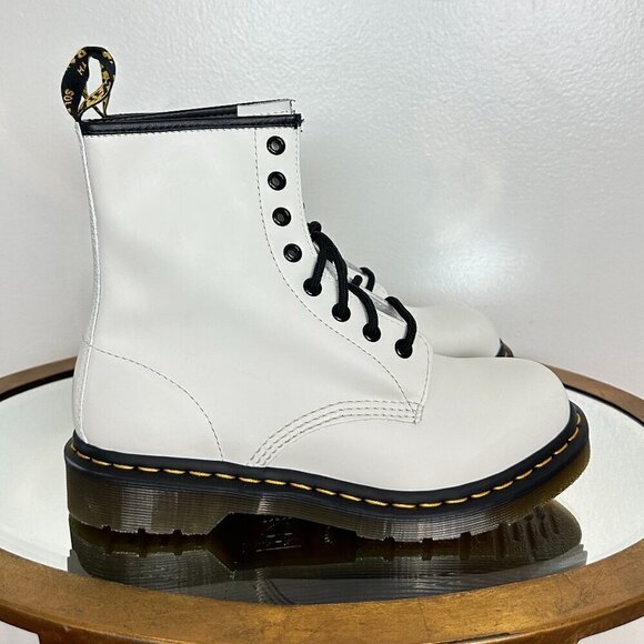DR.Martens 1460 Lace Up Boots in White Smooth Leather US 8 - Picture 7 of 10